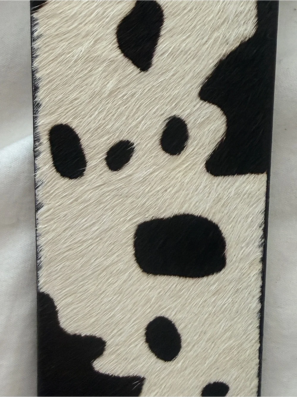 NWT Cow print Leather Belt With Pewter Metal Buckle Size S